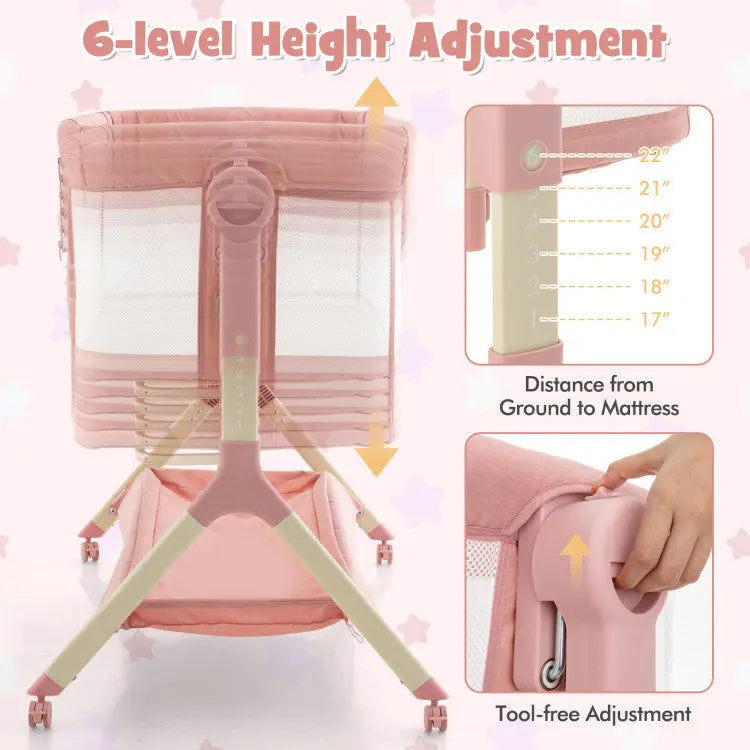 Height Adjustable Bedside Sleeper with Storage Bag and Soft Mattress for Baby Hooya Imp. & Exp.