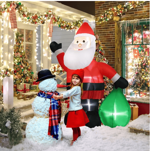 6 FT Lighted Christmas Inflatable Decoration, Inflatable Santa Claus With Large Gift Bag, Funny Blow Up Yard Decorations With Built-in LED Lights For Holiday Party Front Yard Lawn Garden Decor Doba