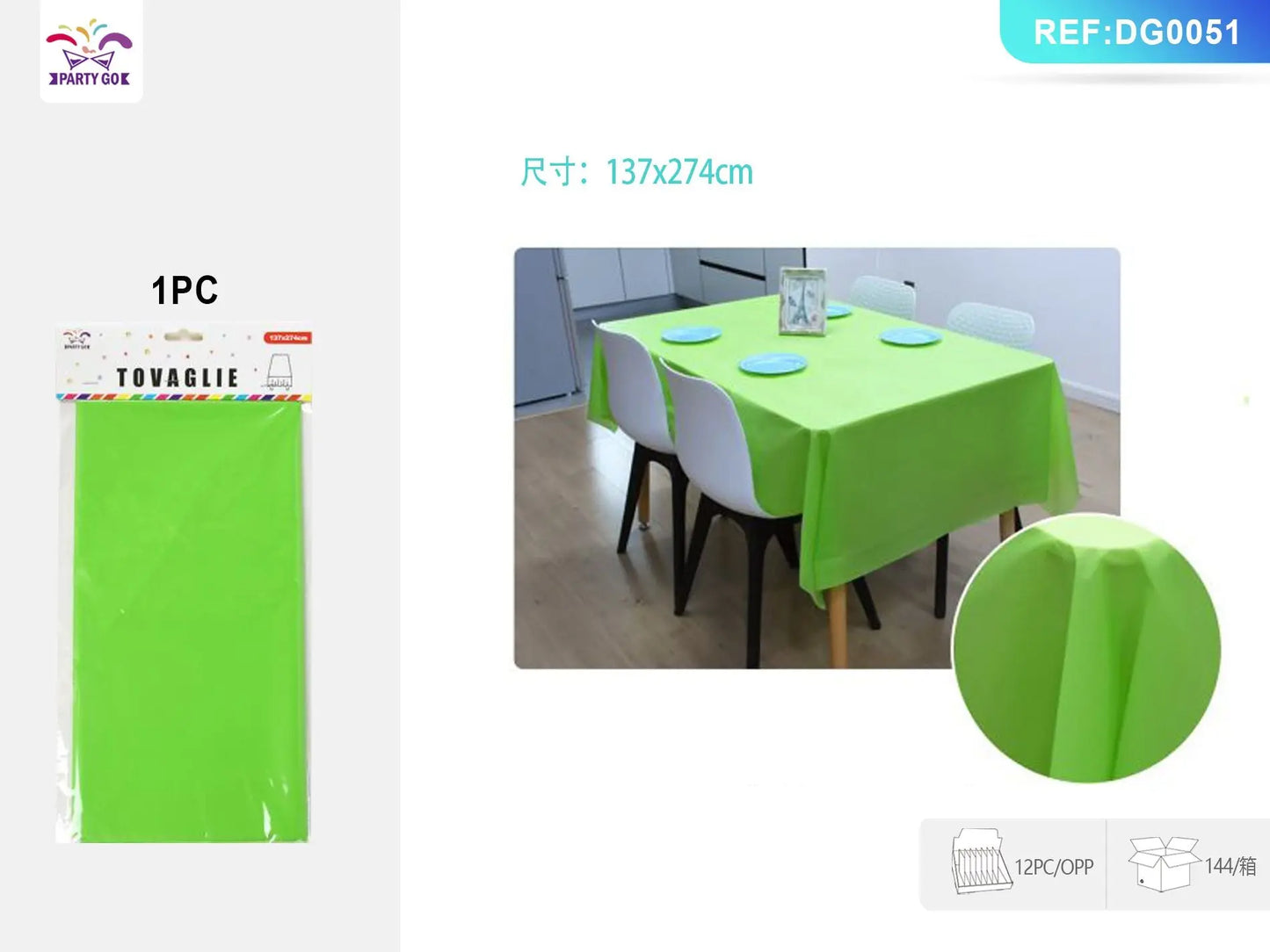 12 Pack Tablecloth Plastic - Rectangle Doba