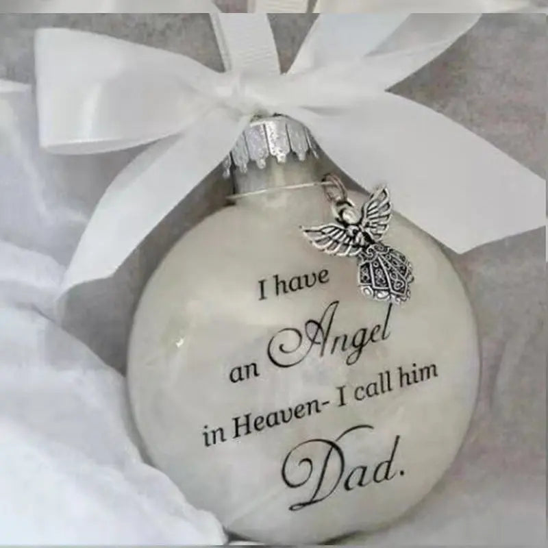 In Heaven Relatives Name Ornament, Keepsake Feather Plastic Ball Christmas Tree Charm Hanging Doba