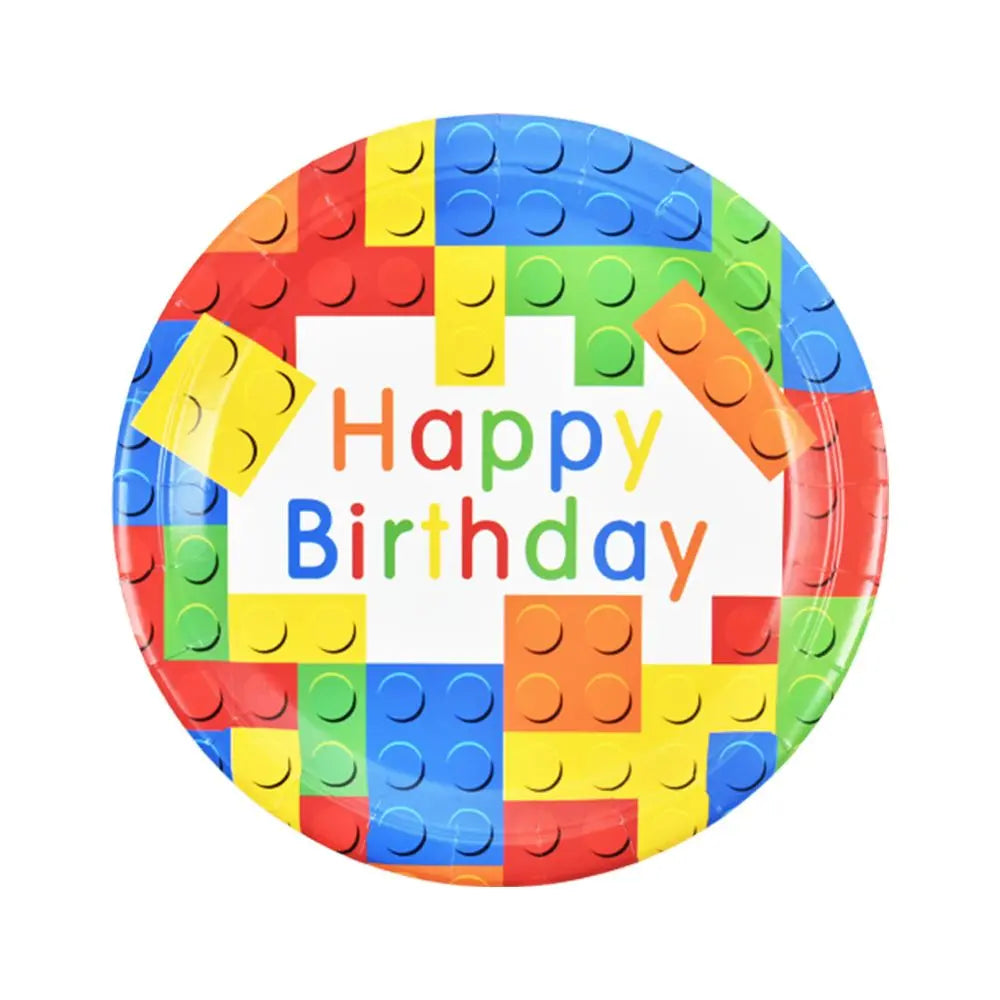 Lego Party Round 9inch Party Plates - Vibrant & Fun-Themed Party Tableware -72pcs - Gee-Commerce, LLC