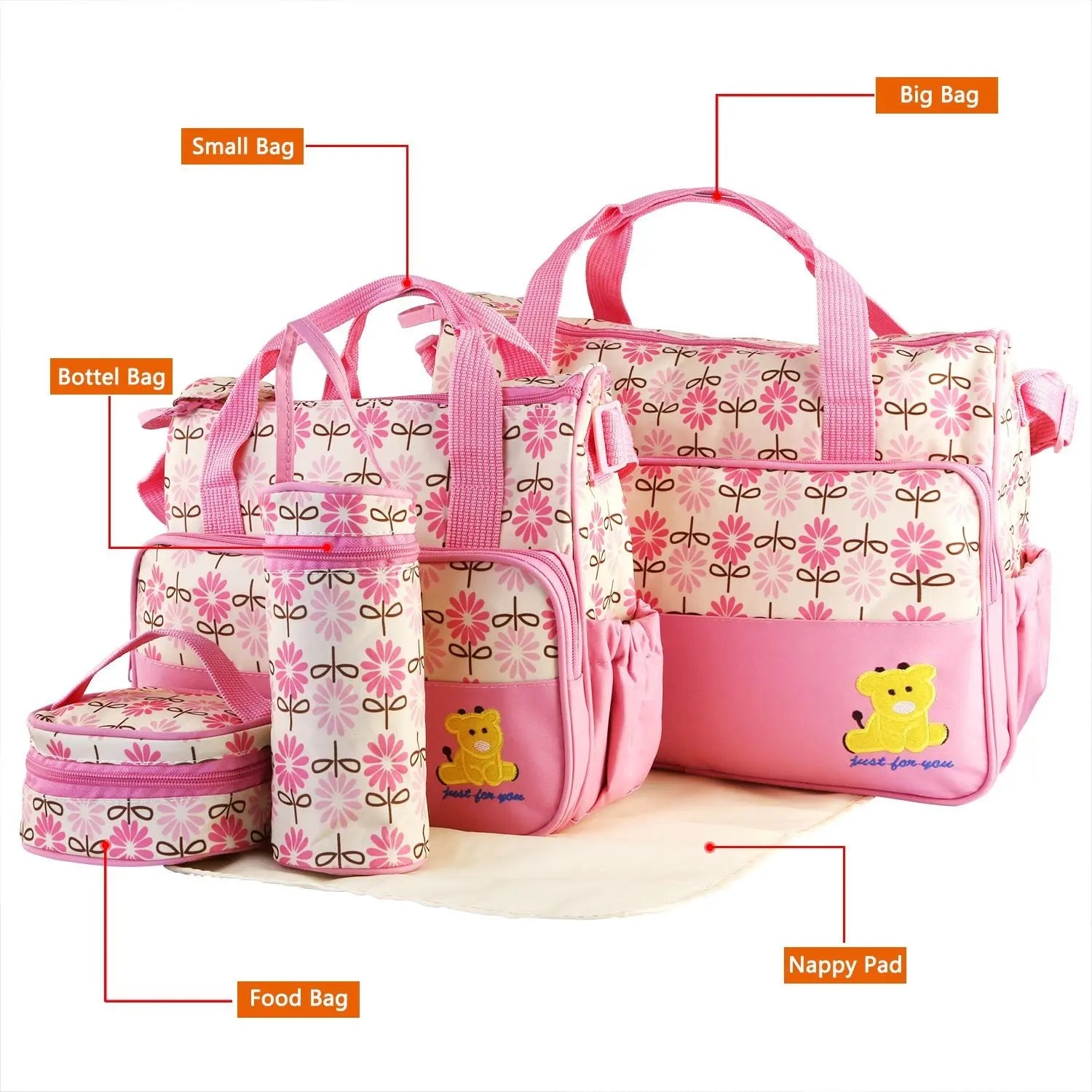 5PCS Baby Nappy Diaper Bags Set Doba