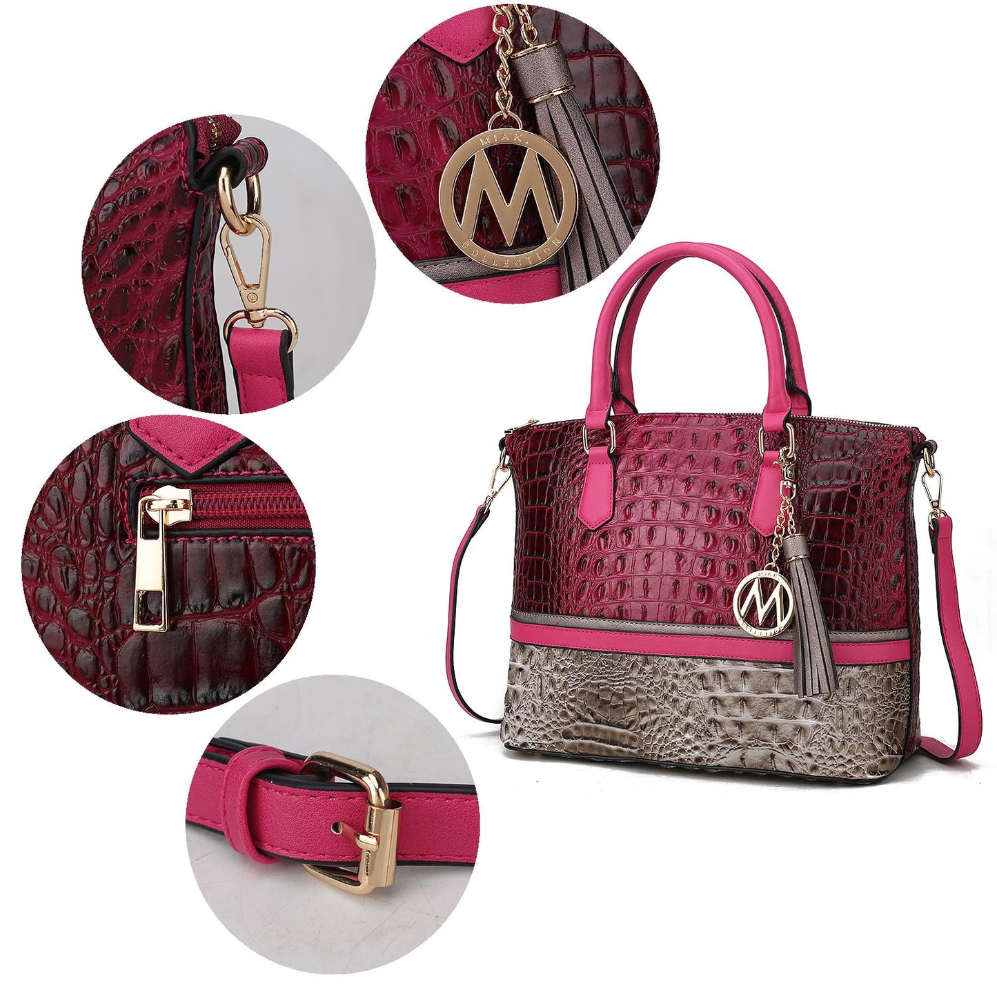 MKF Collection Autumn Crocodile Skin Tote Handbag with Wallet by Mia k Doba