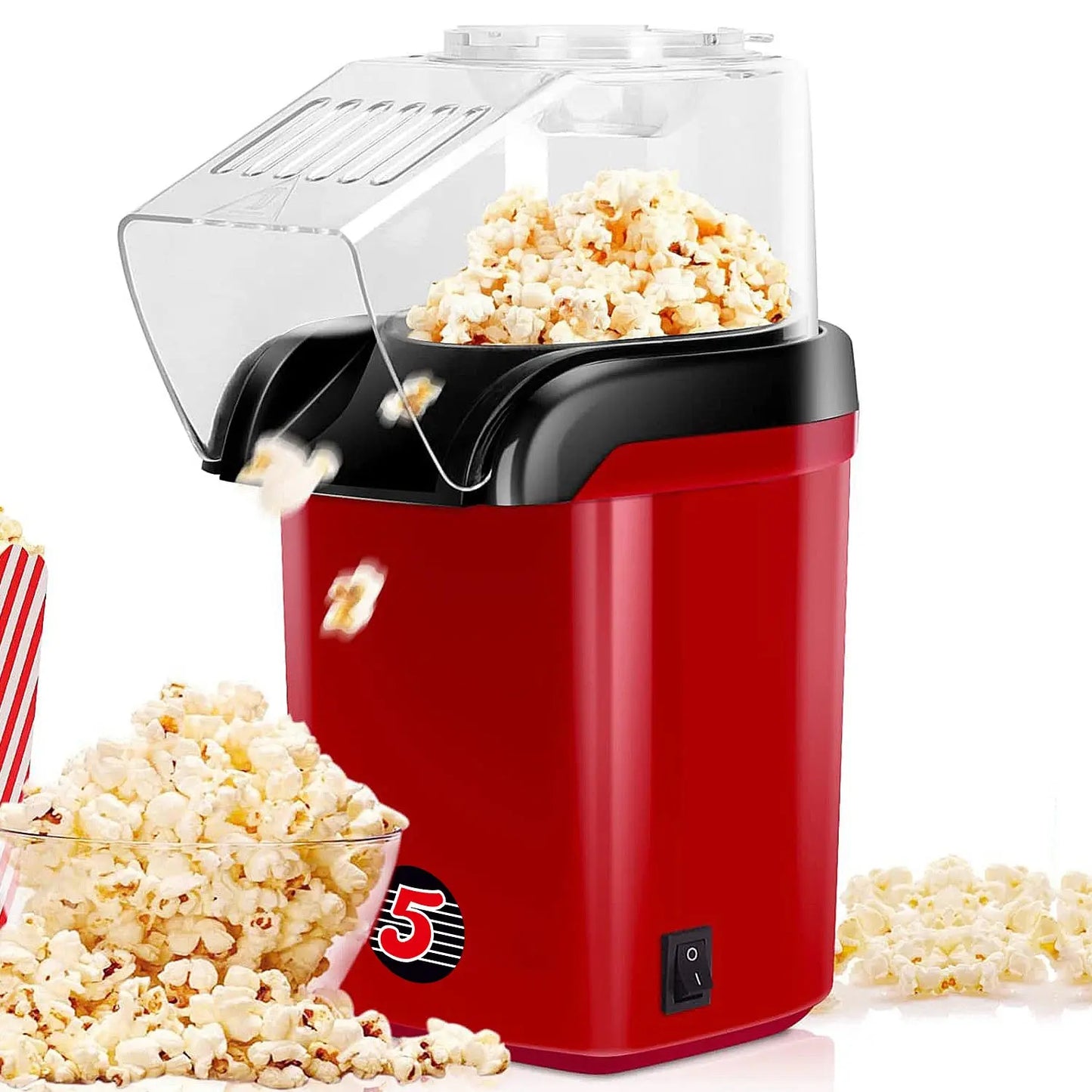 5 Core Popcorn Machine 16 Cup Capacity Hot Air Popper 5 Core