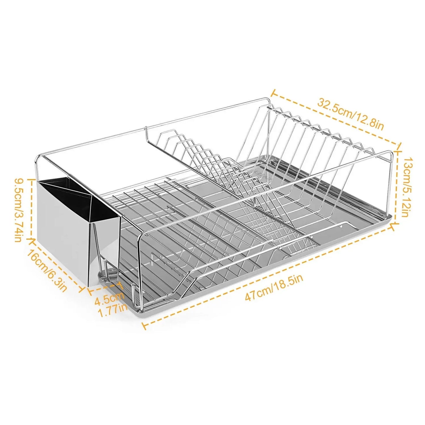 Stainless Steel Dish Rack w/ Drainboard Cutlery Holder Doba