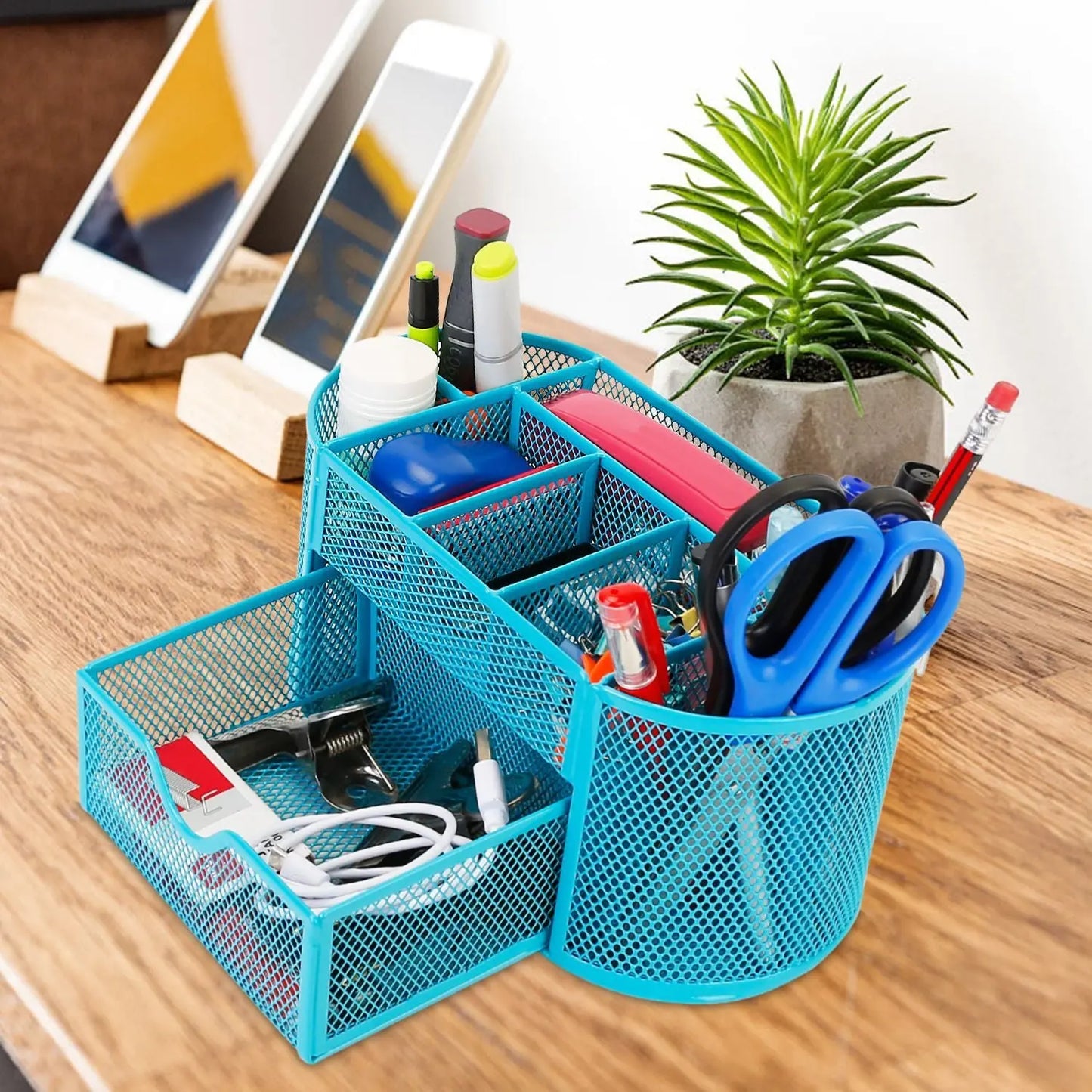 Metal Mesh Pencil Holders Desk Organizer with 9 Compartment - Gee-Commerce, LLC