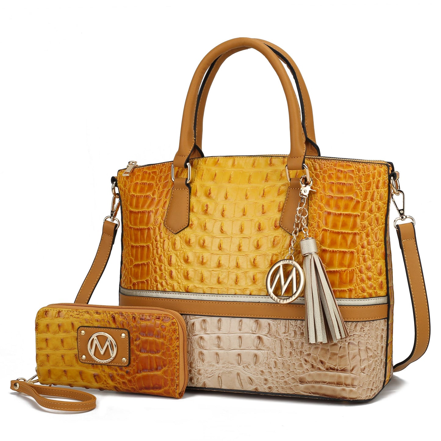 MKF Collection Autumn Crocodile Skin Tote Handbag with Wallet by Mia k Doba