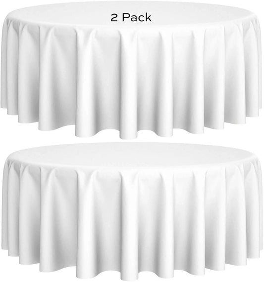 2 Pack White Round Tablecloths 90 Inch Doba