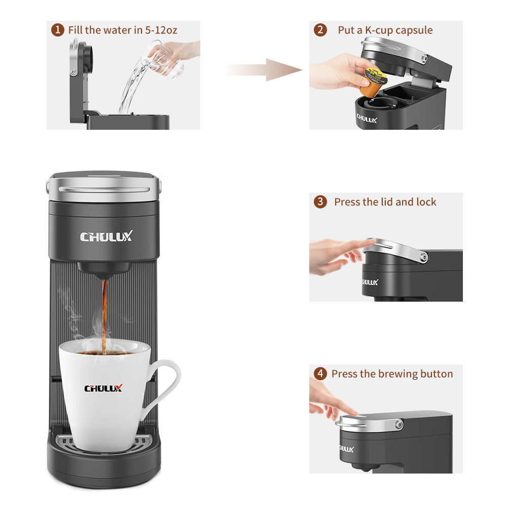 CHULUX Single Serve Coffee & Maker - KCUP Pod Use