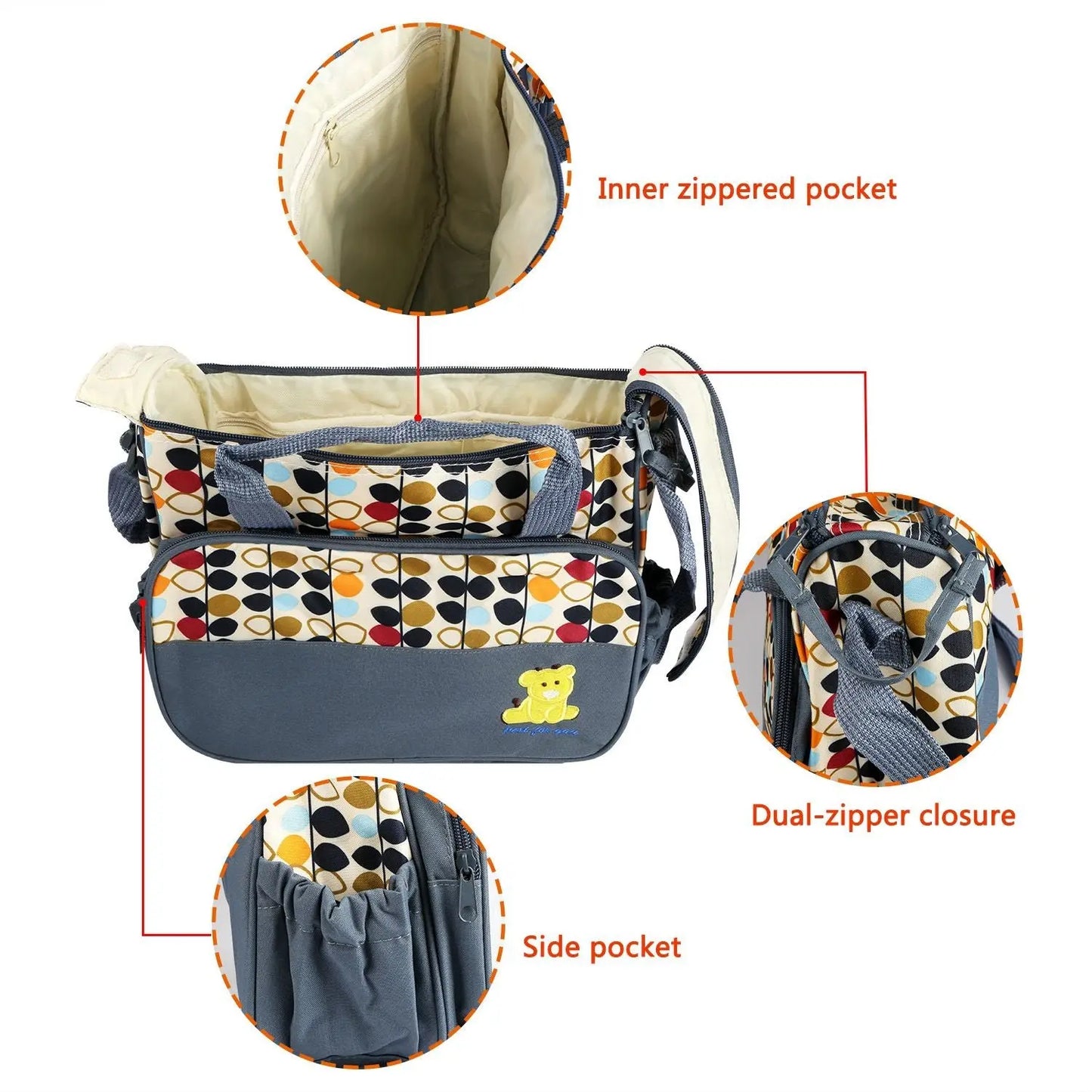 5PCS Baby Nappy Diaper Bags Set Doba