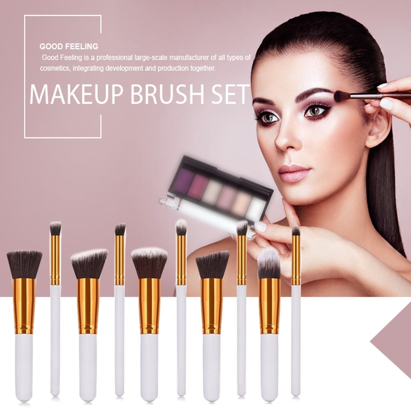 10 pcs makeup brush set (White Golden)