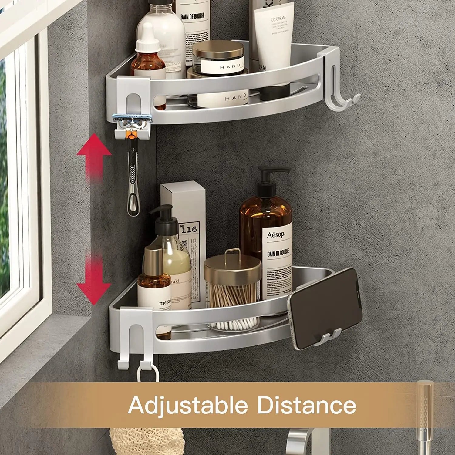 2 Pack Shower Corner Caddy/No Drill Organizer Johns Home