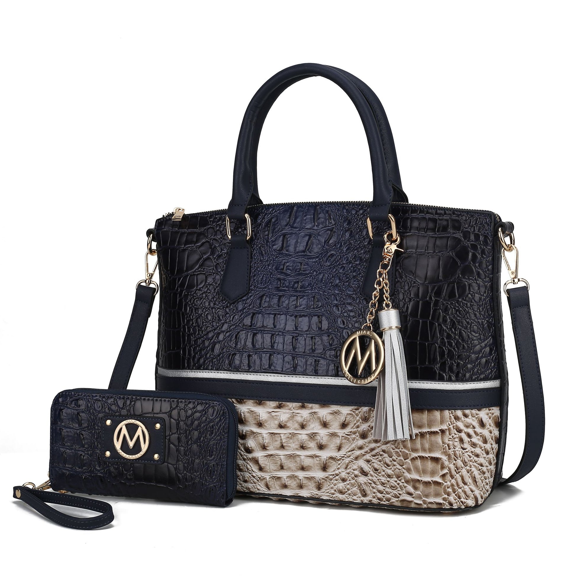 MKF Collection Autumn Crocodile Skin Tote Handbag with Wallet by Mia k Doba