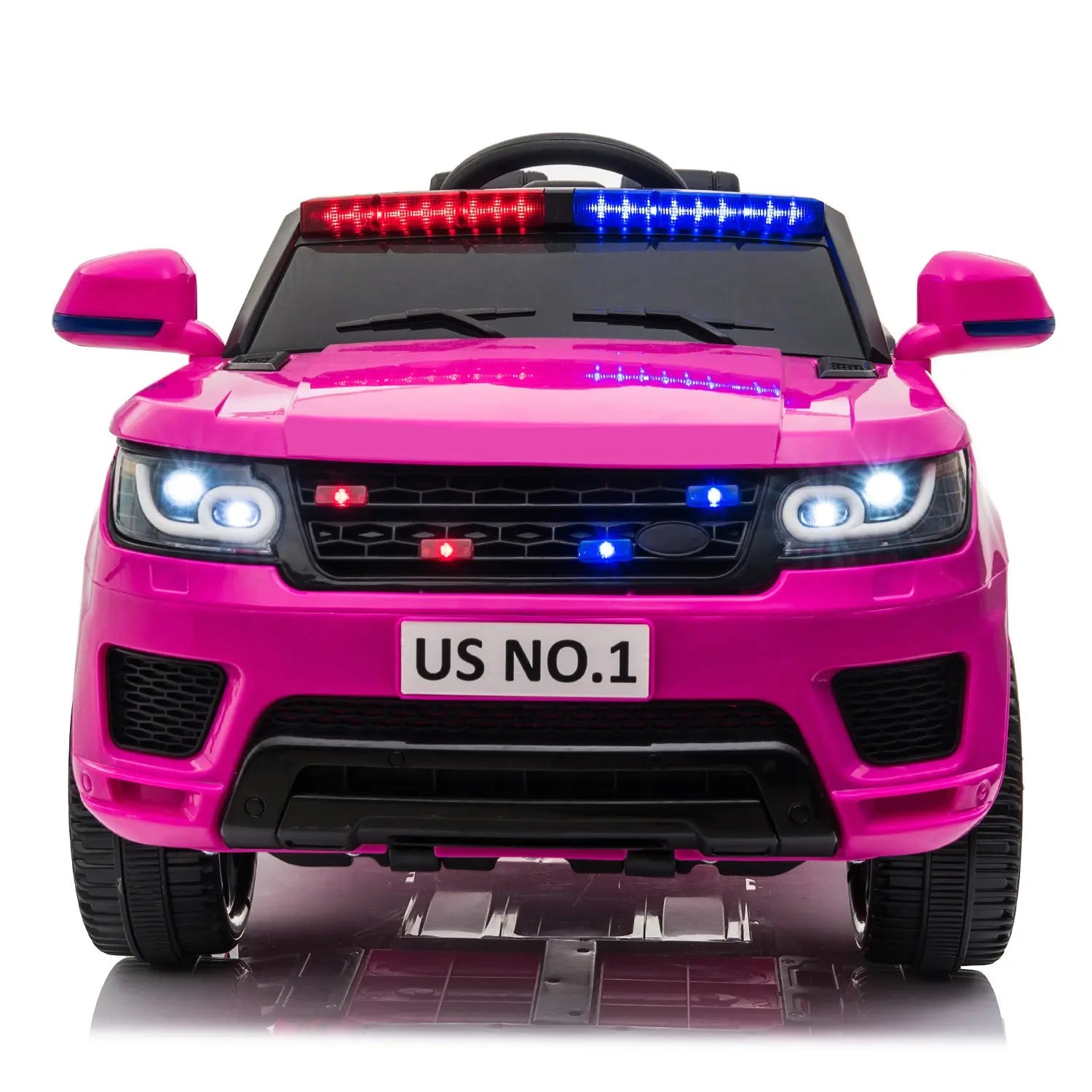 12V Kids Ride On SUV Cop Car with Remote Control, Siren Sounds Alarming Lights, Music Story - Rose Red FX070