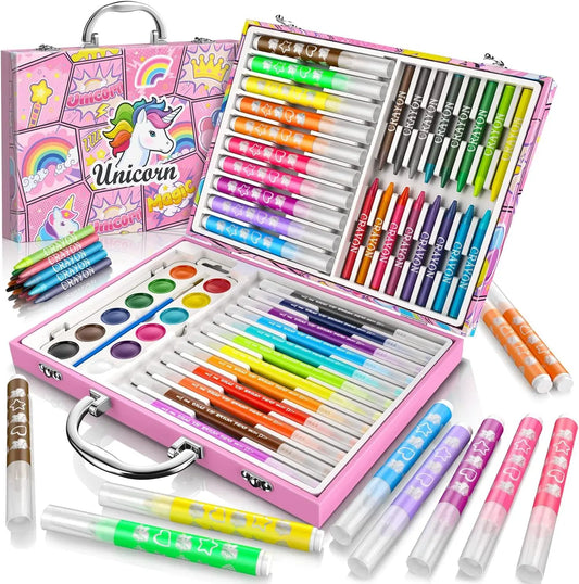 litokido Art Supplies for Kids - Unicorn Art Set - Painting, Drawing Art Kit with Washable Markers, Double-Tip Pens, Coloring Book, Sketch Pad - Beginners Art Case Gift for Girls (Age 3-12) Doba