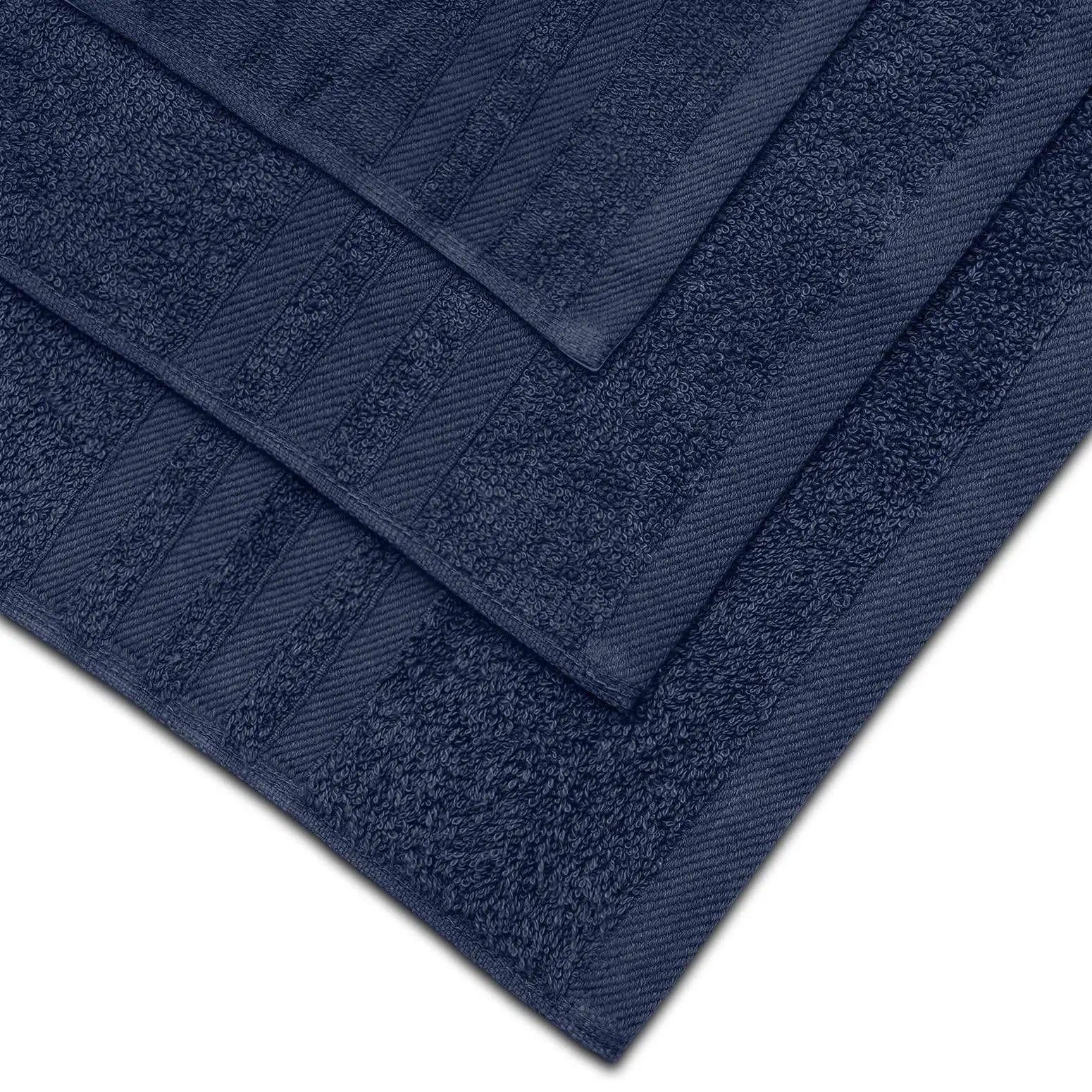 12 Piece Bath Towel Set for Bathroom Wealuxe Collection 2 Bath Towels 4 Hand Towels 6 Washcloths 100% Cotton Soft and Plush Highly Absorbent Soft Towel for Hotel & Spa Navy Blue Wealuxe