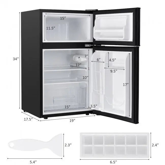 3.2 cu ft. Compact Stainless-Steel Refrigerator (Mini Fridge) Hooya Imp. & Exp.