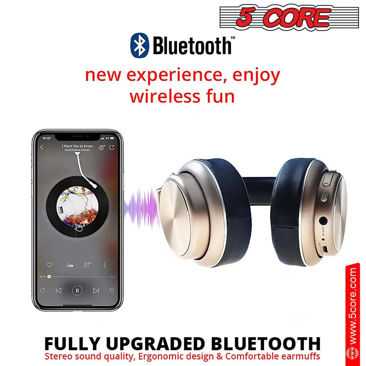 5 Core Bluetooth Headphones Over Ear Noise Cancelling Headset 5 Core