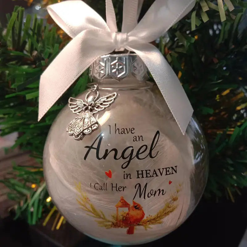 In Heaven Relatives Name Ornament, Keepsake Feather Plastic Ball Christmas Tree Charm Hanging Doba