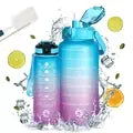 2 Pack Motivational Water Bottle With Straw, 27 oz & 64 oz GOLEE