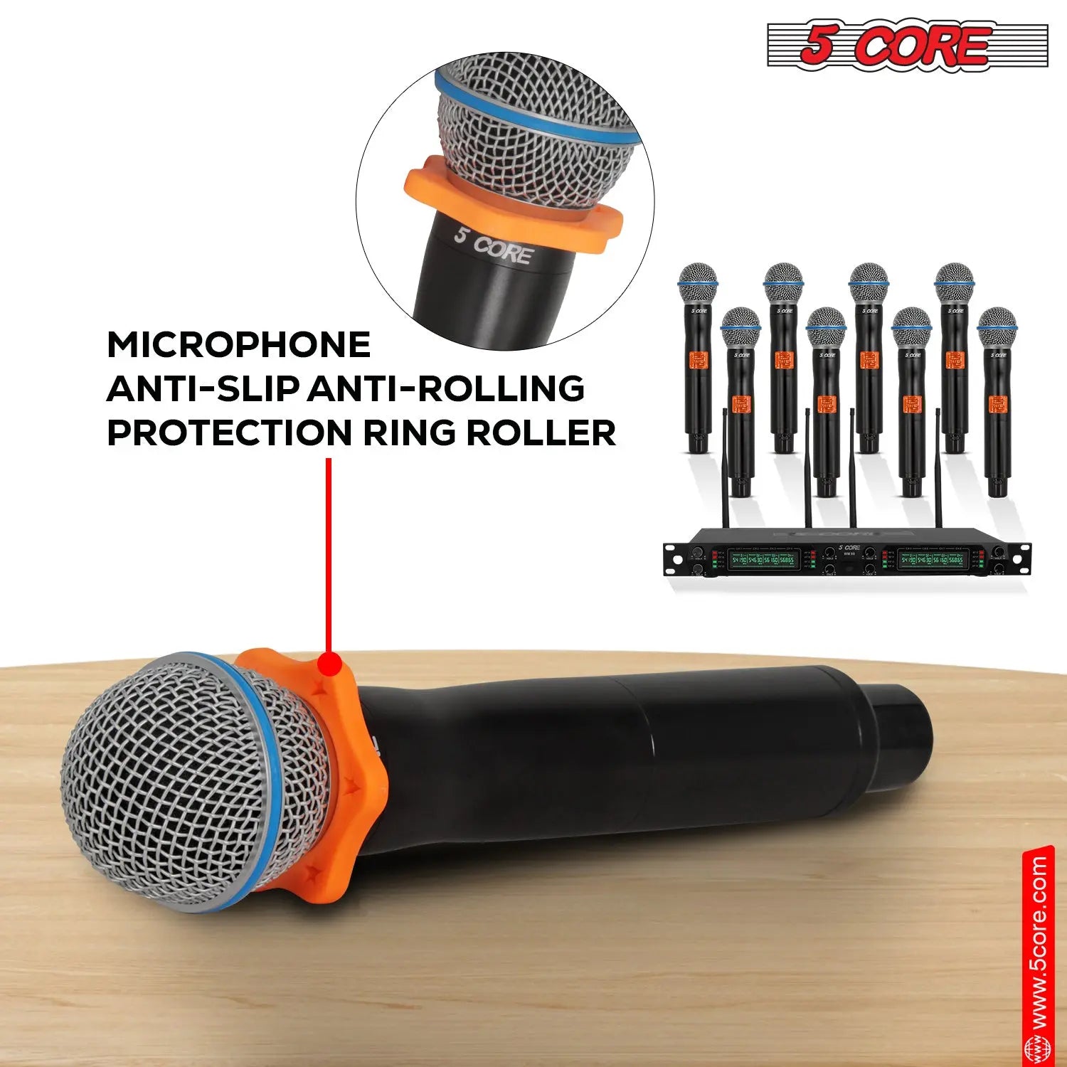 5 Core Wireless Microphones 8 Channel Dynamic Professional UHF Singing Mic System 5 Core