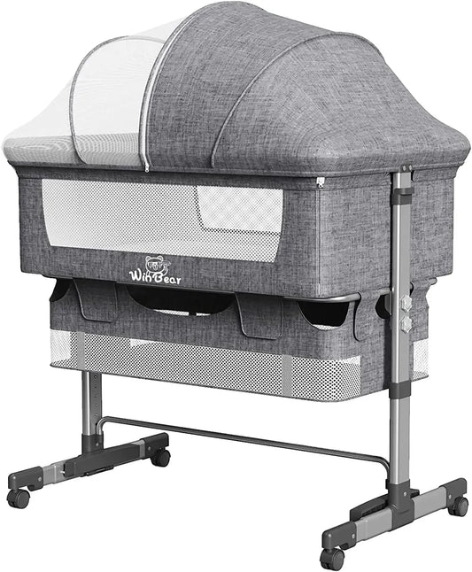 Baby 3 in 1 Bedside Crib & Portable Bed with Mosquito Nets - Gray KH