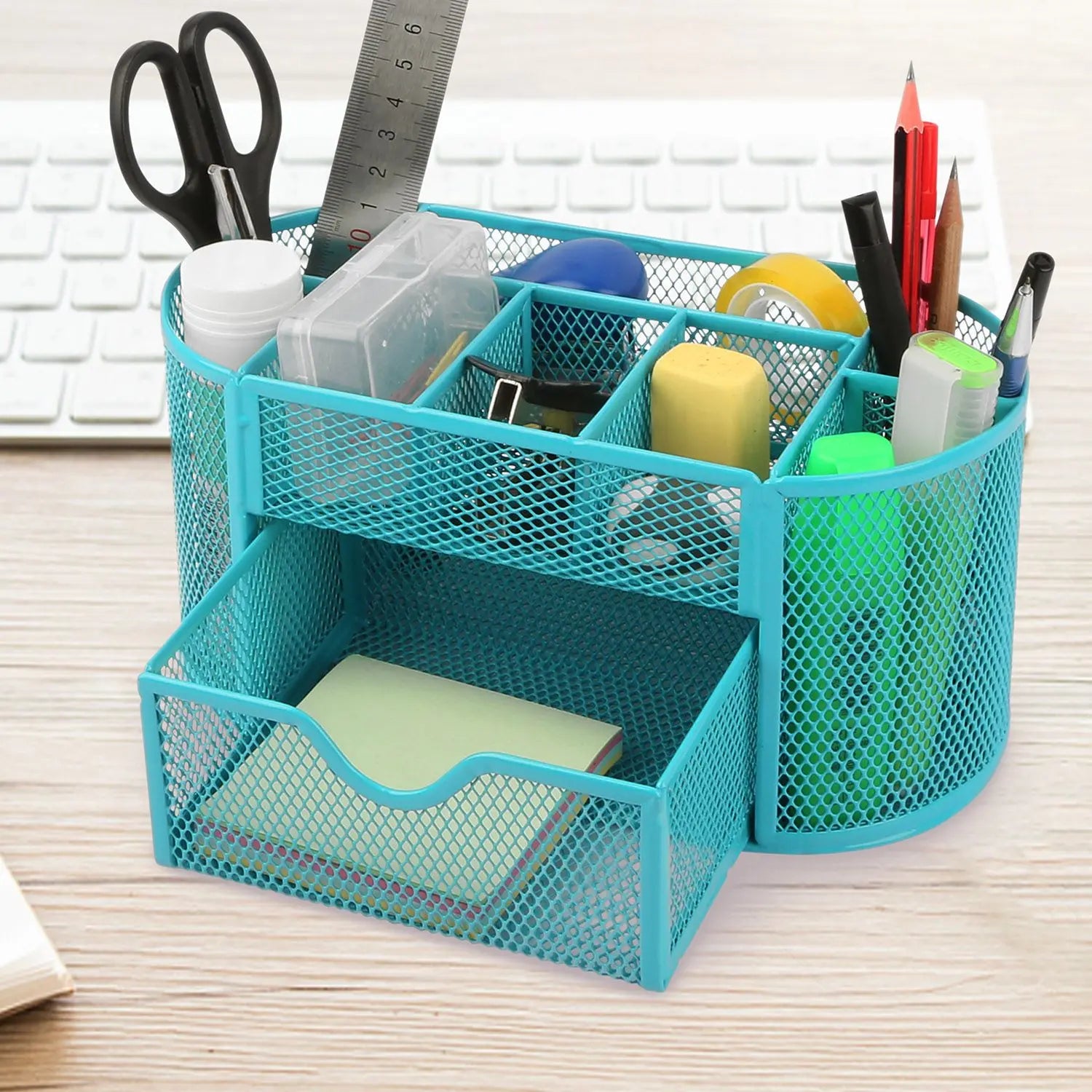 Metal Mesh Pencil Holders Desk Organizer with 9 Compartment - Gee-Commerce, LLC