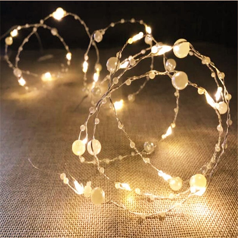 2/5/10m Pearl Wire Copper String Light Christmas Valentine Wedding Decoration for Home Wedding Party Mariage Garland Decoration - Gee-Commerce, LLC