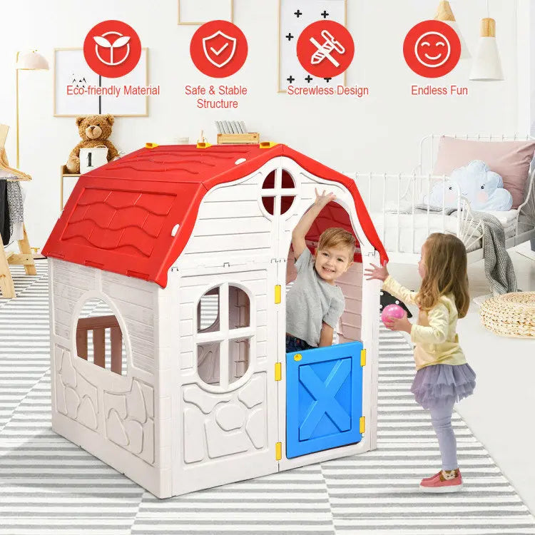 Kids Cottage Playhouse Foldable Plastic Indoor Outdoor Toy Hooya Imp. & Exp.