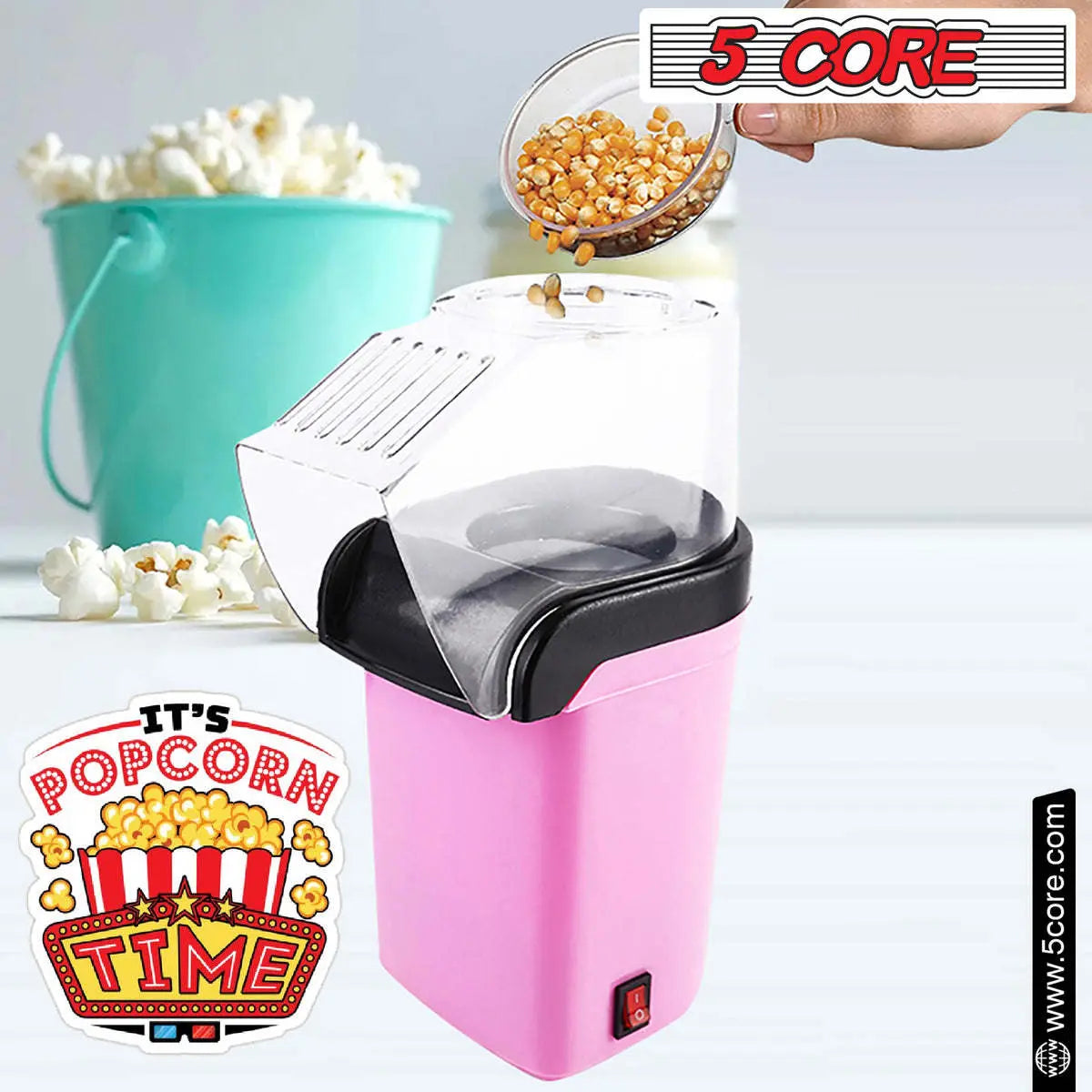 5 Core Popcorn Machine 16 Cup Capacity Hot Air Popper 5 Core