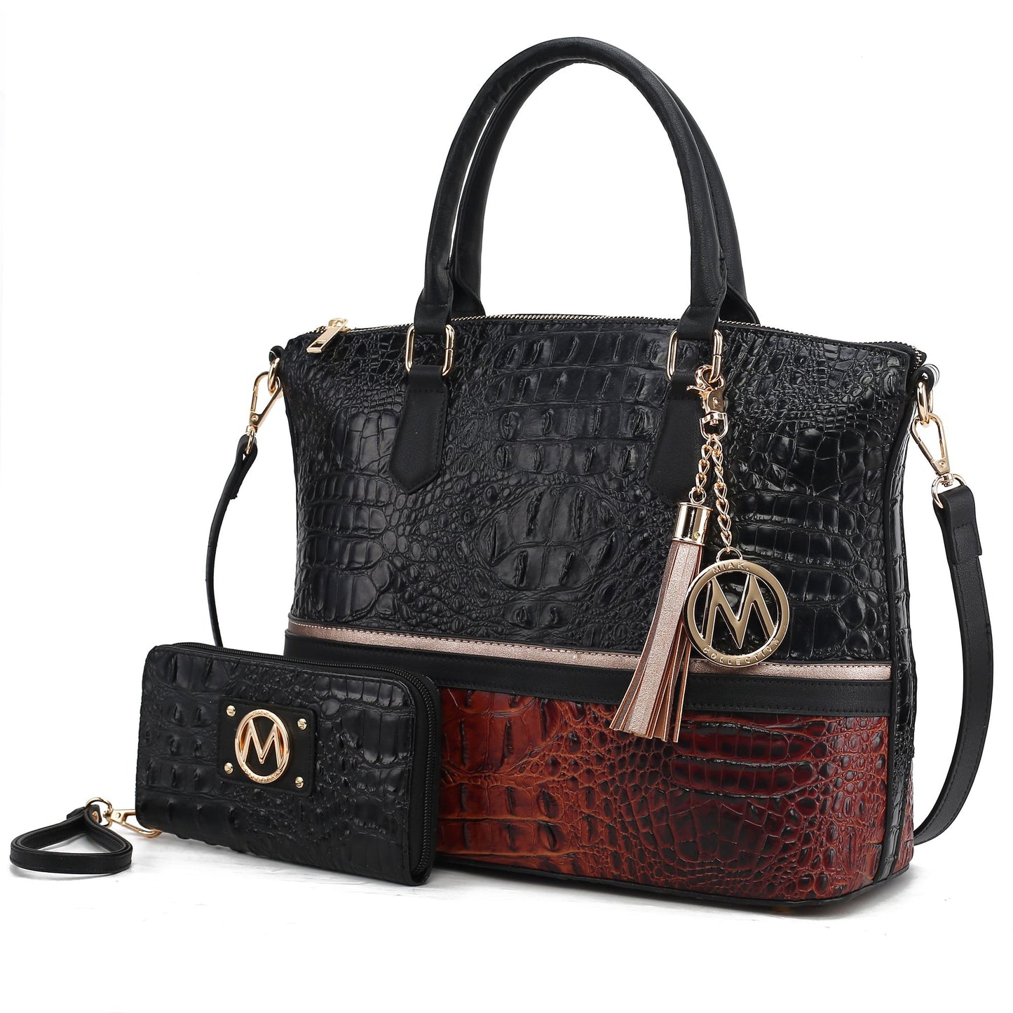 MKF Collection Autumn Crocodile Skin Tote Handbag with Wallet by Mia k Doba