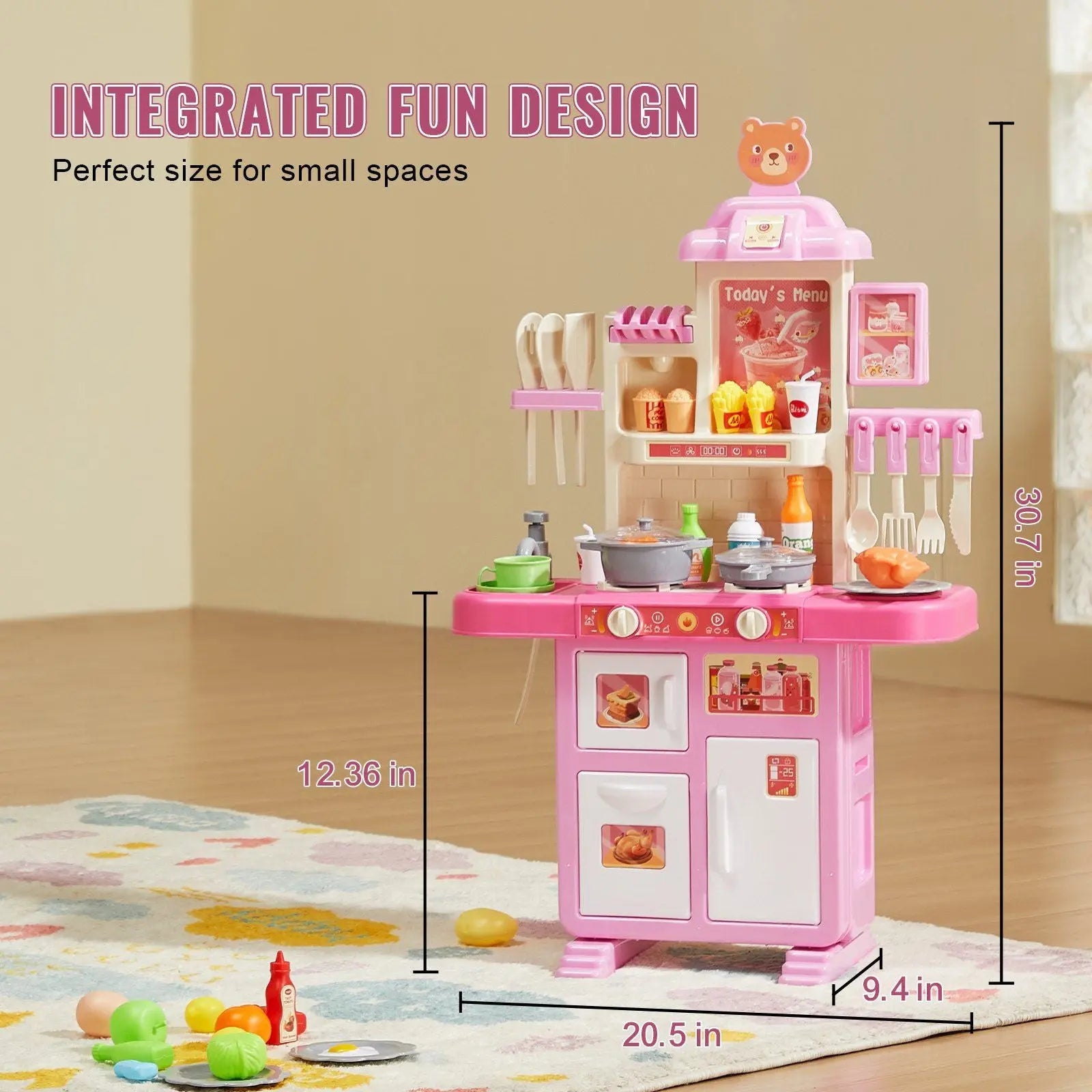 VEVOR Kitchen Playset Kids Pretend Cooking Play Toy 48 Piece Accessories Pink - Gee-Commerce, LLC