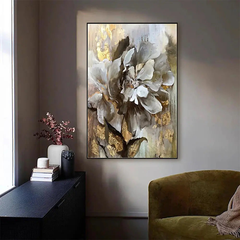 Handmade Flower Single Oil Painting on Canvas Wall Art - Modern Abstract Decorative Painting Doba