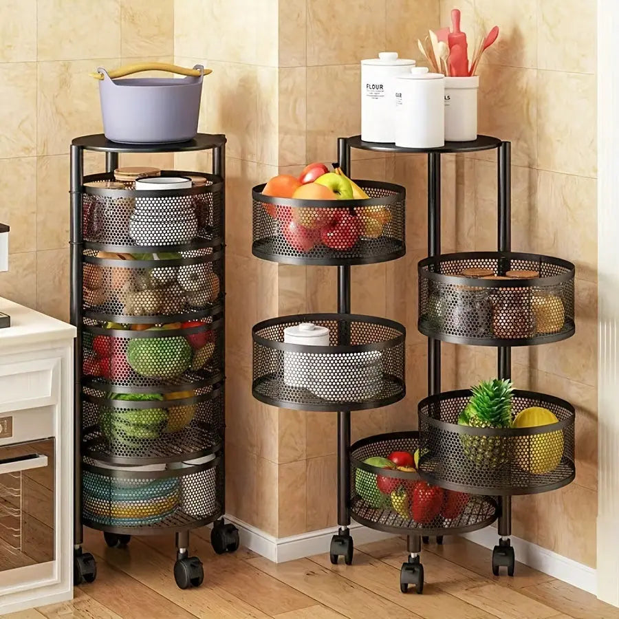 1pc Rotatable Multi-Layer Round Storage Rack Leo home