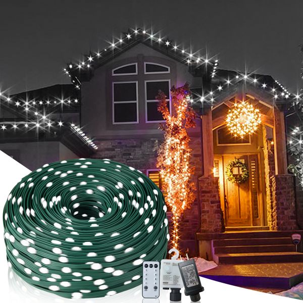 Christmas Rope Lights,1000LED/328Ft Outdoor Decorative String Strobe with 8 Modes/Remote/IP67 Waterproof/Timer/Memory Function for Xmas Holiday/Wedding/Party/DIY/Garden/Patio/Atmosphere Decor Doba