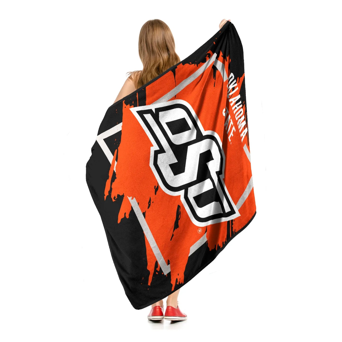 OKLAHOMA STATE OFFICIAL NCAA "Halftone" Micro Raschel Throw Blanket; 46" x 60" The Northwest Company