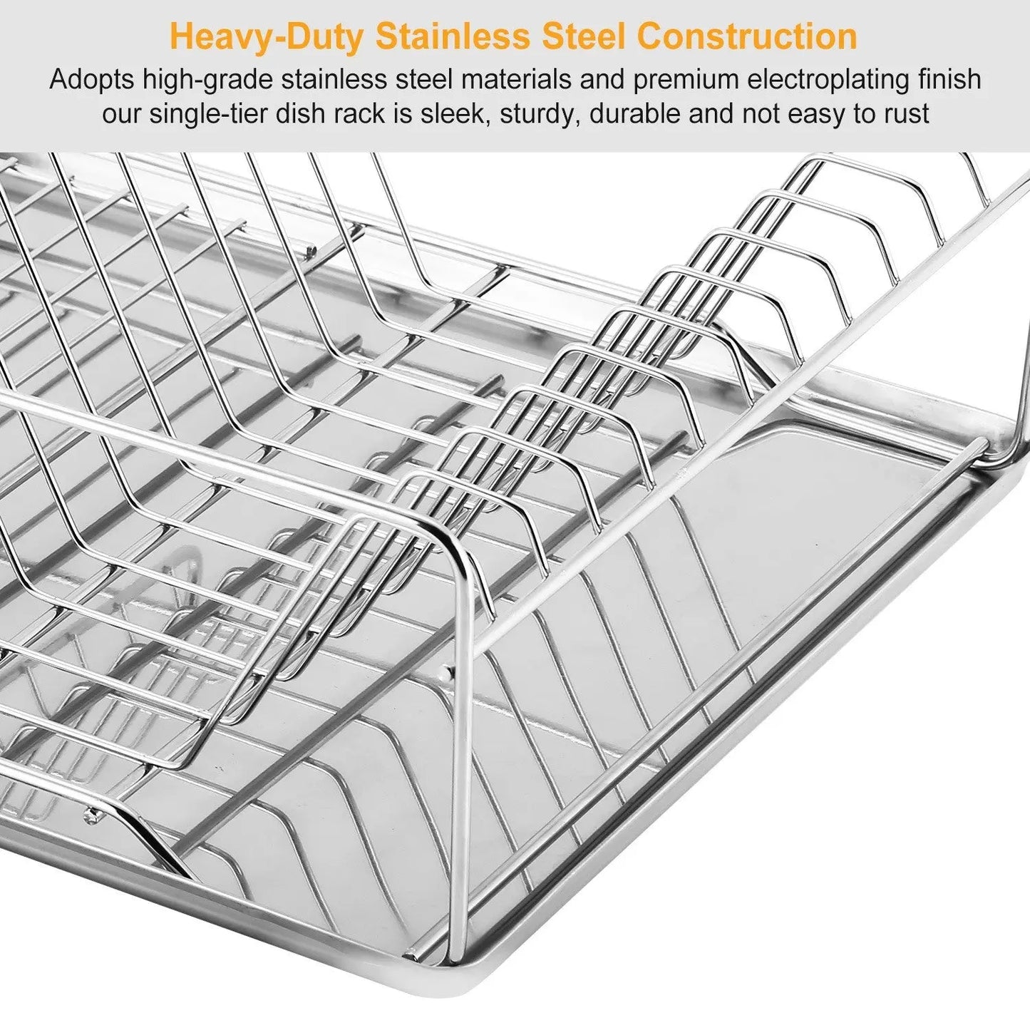 Stainless Steel Dish Rack w/ Drainboard Cutlery Holder Doba