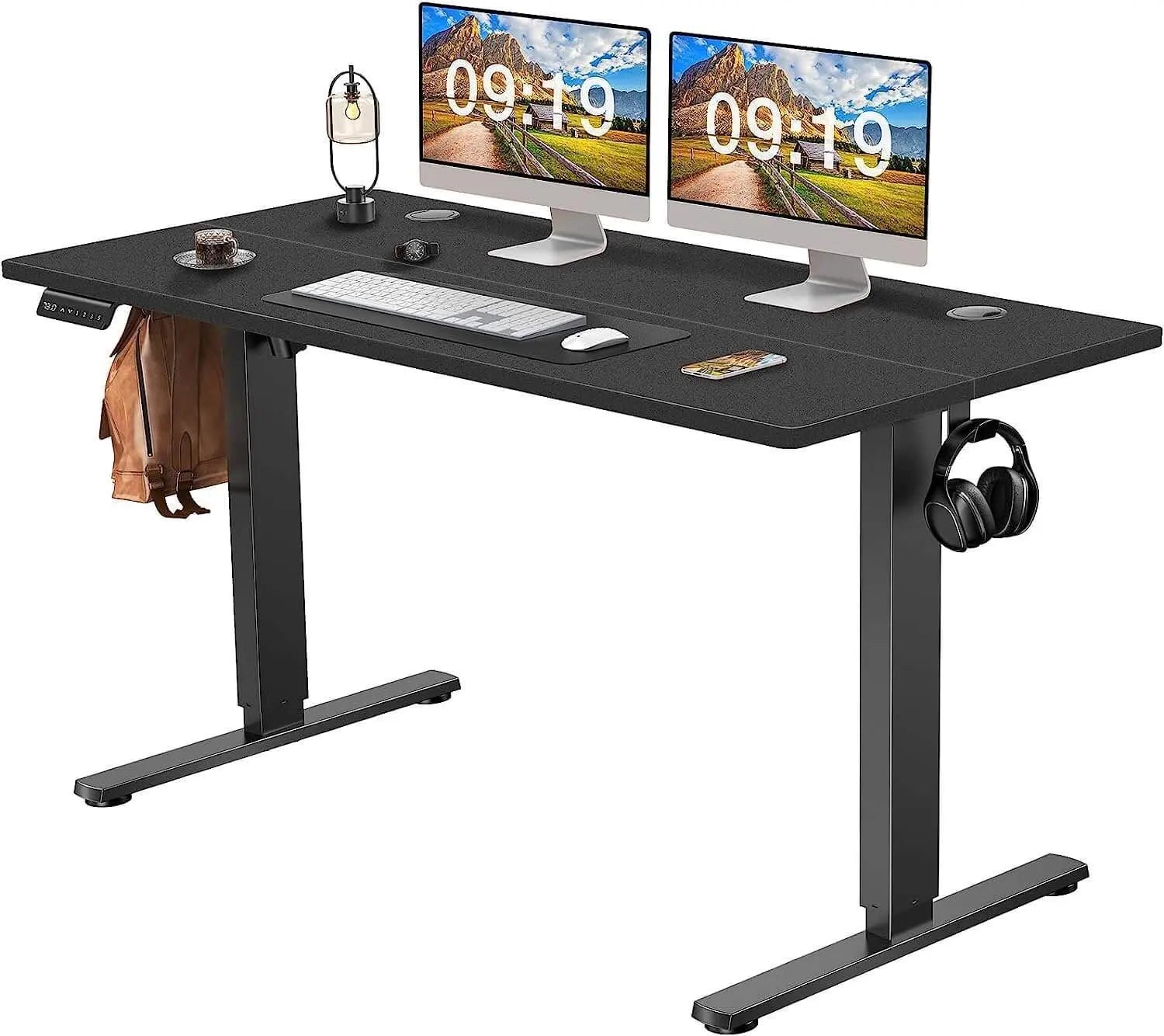 Electric Height Adjustable Standing Desk, Sit or Stand Ergonomic Computer Desk, Black,55'' x 24" Doba