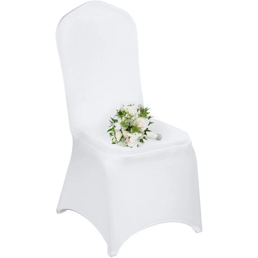 VEVOR 100 Pcs White Chair Covers Polyester Spandex Chair Cover Stretch Slipcovers for Wedding Party Dining Banquet Flat-Front Chair Covers VEVOR