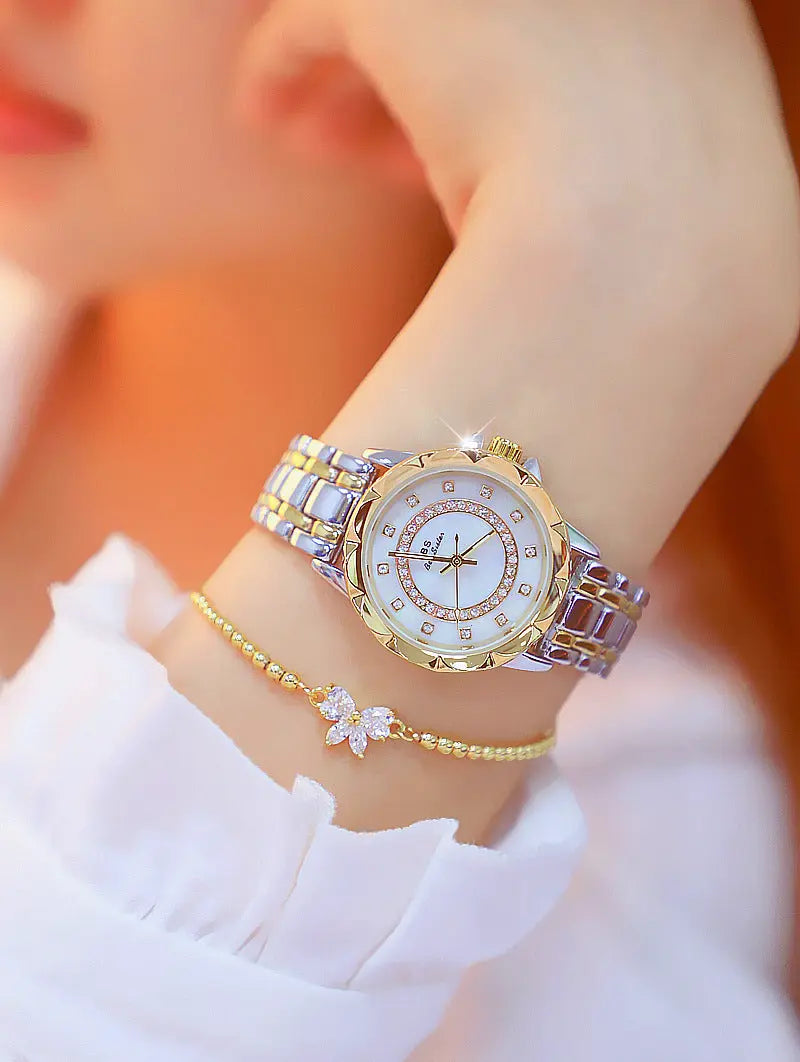 Woman Bracelet Diamond Watch w/Gold Bracelet My Store