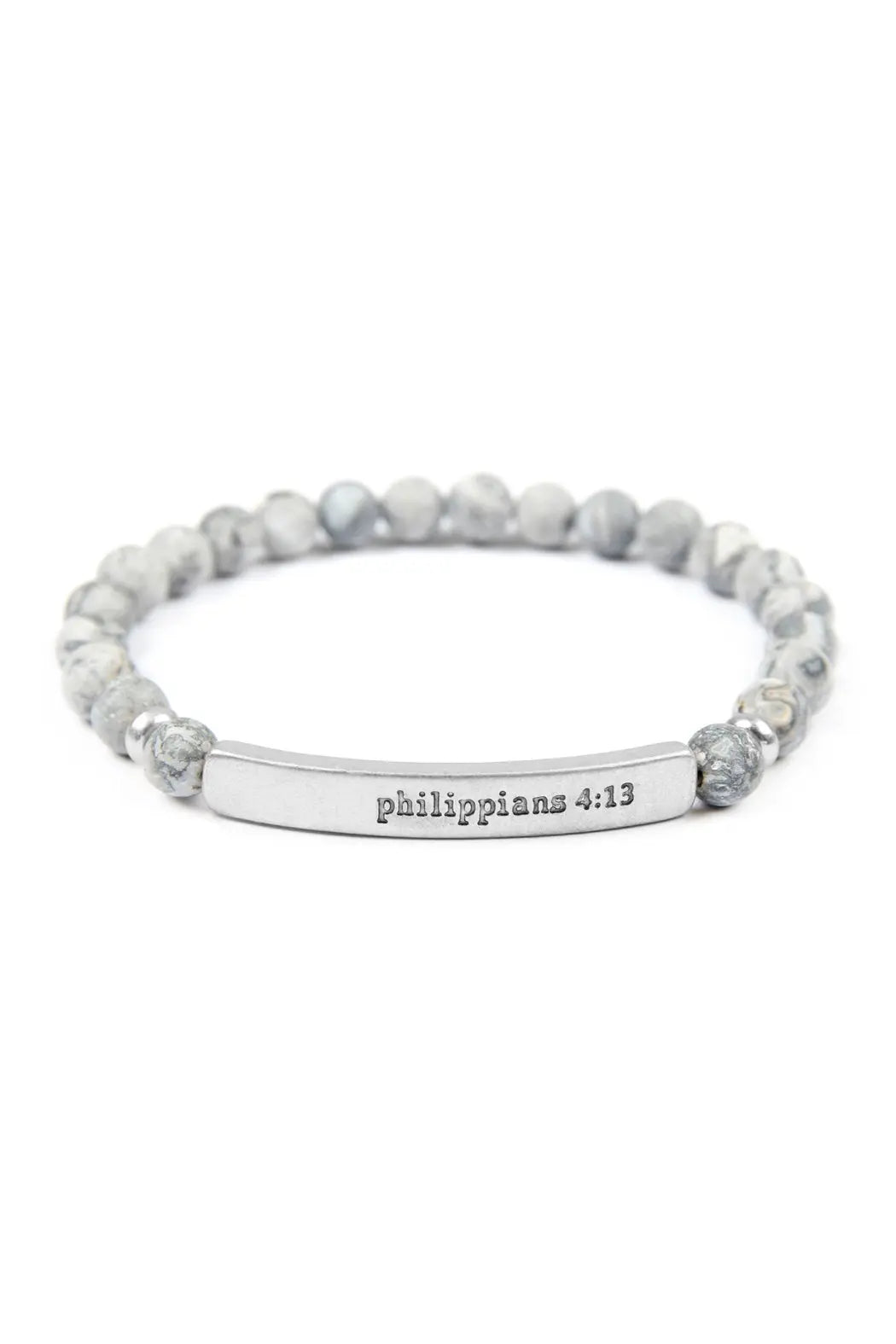 "Philippians 4:13" Natural Stone Stretch Bracelet Riah Fashion